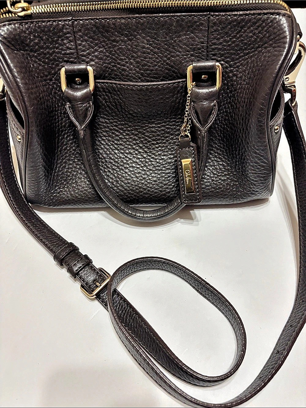 Cole Haan Leather Satchel chocolate and gold hardware